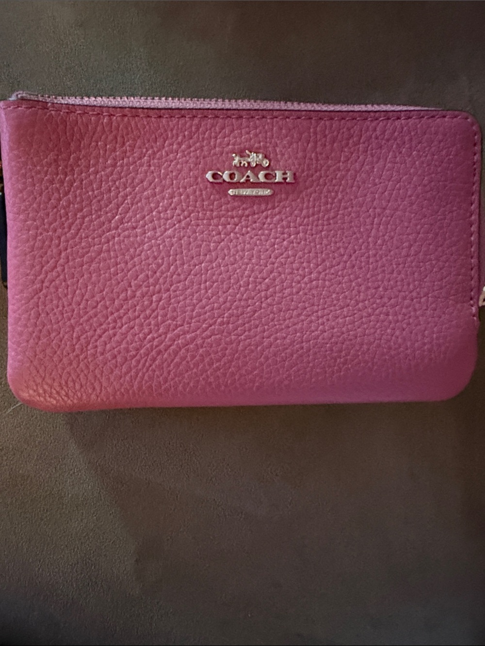 Coach Pink Pebbled Leather Wristlet Pouch